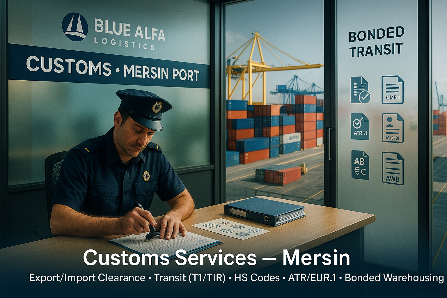 Blue Alfa Customs Services — Mersin Port: bonded transit, HS codes, ATR/EUR.1, export/import clearance